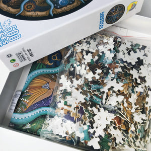 500-Piece Zodiac Circle Jigsaw Puzzle | Colorful Astrology Sun & Moon Puzzle | Fun for Adults & Kids