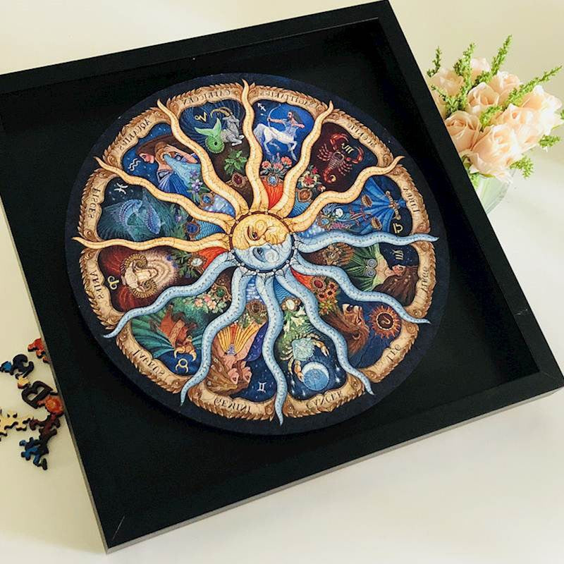 500-Piece Zodiac Circle Jigsaw Puzzle | Colorful Astrology Sun & Moon Puzzle | Fun for Adults & Kids