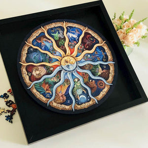 500-Piece Zodiac Circle Jigsaw Puzzle | Colorful Astrology Sun & Moon Puzzle | Fun for Adults & Kids