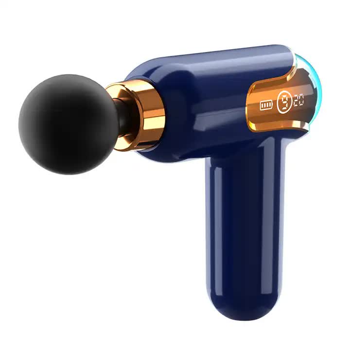 LC002 Deep Blue Portable Massage Gun | Deep Tissue Muscle Massager | 4 Heads | 9 Speed Settings