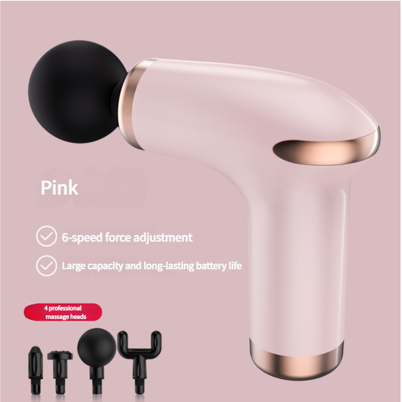 Pink Massage Gun | 6-Speed Deep Tissue Massager | 4 Professional Massage Heads