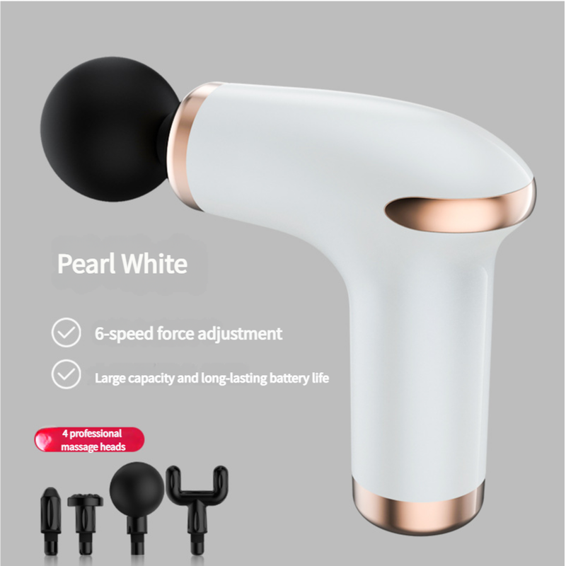 Classic White Massage Gun | 6-Speed Deep Tissue Massager | 4 Professional Massage Heads