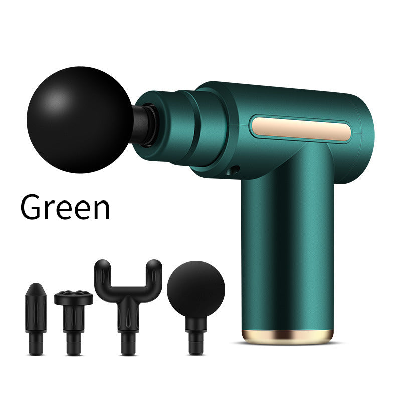 Compact Green Massage Gun | Deep Tissue Muscle Massager | 4 Interchangeable Heads