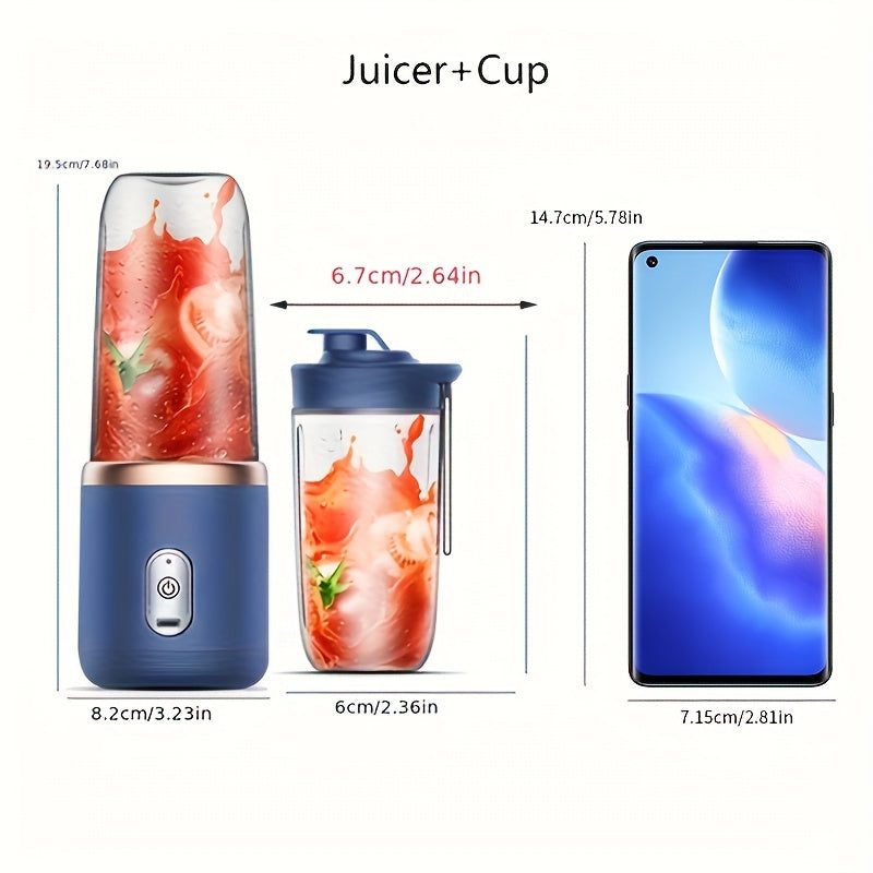 Portable USB Blue Rechargeable Juicer Cup | Blender for Smoothies and Juices | USB Rechargeable | Compact & Powerful