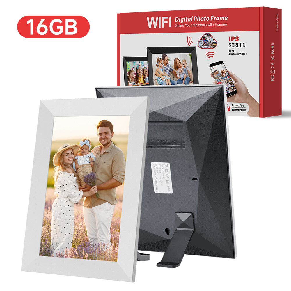 White 16GB 10-Inch WiFi Digital Photo Frame | HD Display | Remote Photo/Video Sharing via App