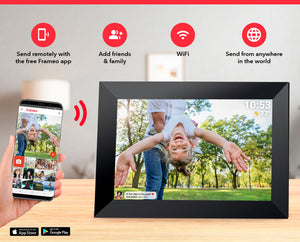 White 16GB 10-Inch WiFi Digital Photo Frame | HD Display | Remote Photo/Video Sharing via App