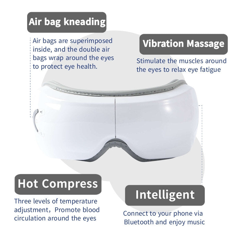 Eye Massager with Vibration & Heat Compression | Air Pressure Eye Therapy Device | Relaxation & Eye Care
