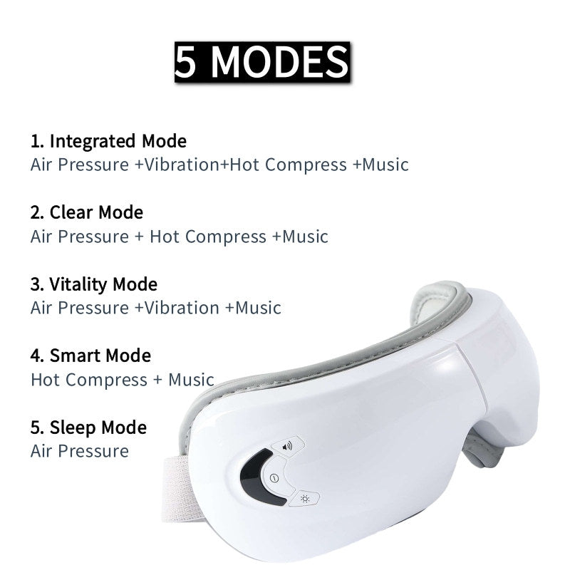 Eye Massager with Vibration & Heat Compression | Air Pressure Eye Therapy Device | Relaxation & Eye Care