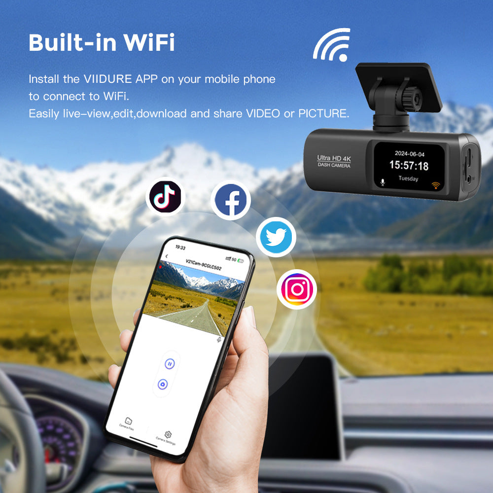 New 4K Car Dash Cam | Front & Rear Dual Recording | Wi-Fi Connectivity | GPS Tracking | 1080P + 4K Resolution