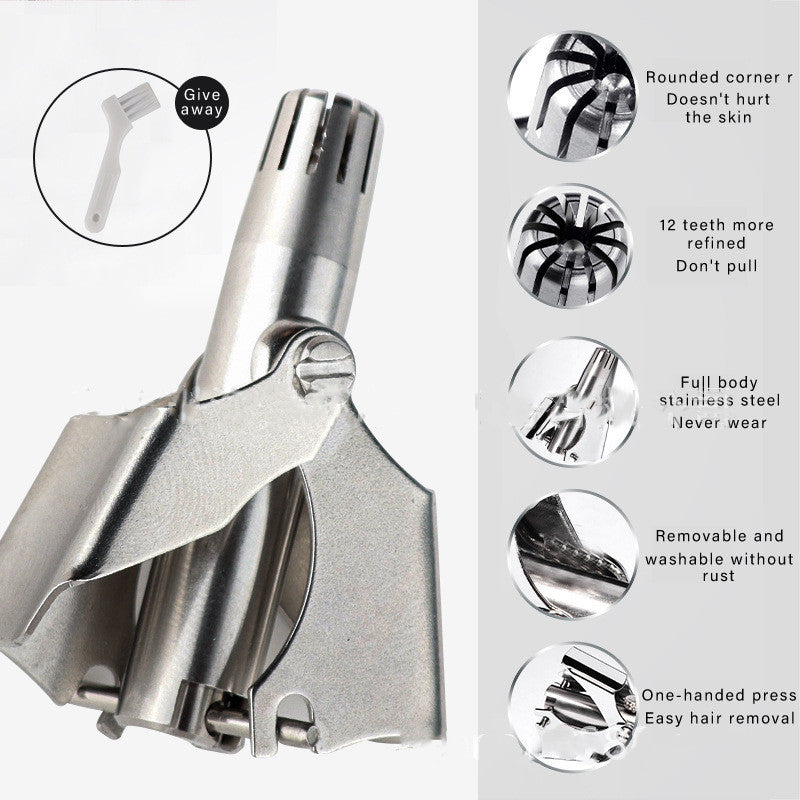 Manual Water Wash Hair Remover | Mechanical Nose Hair Trimmer for Gentle & Precise Grooming | Non-Toxic & Safe for Daily Use