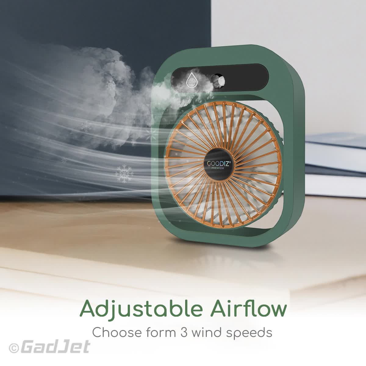 Blue USB 2-in-1 Misting Fan & Humidifier | Portable Cooling & Humidifying Solution