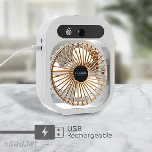 White USB 2-in-1 Misting Fan & Humidifier | Portable Cooling & Humidifying Solution