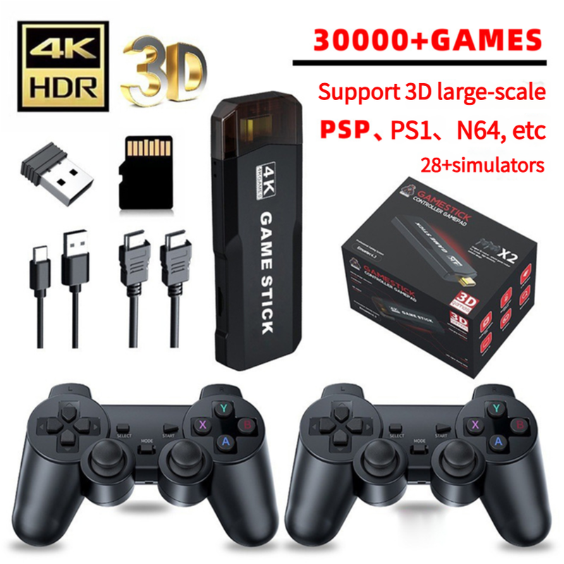 4K 3D Wireless Retro Game Console | 30,000+ Games | Dual Controllers | PSP/PS1/N64 | 28+ Emulators