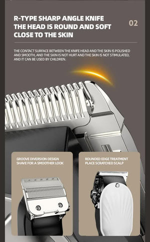 White Professional Cordless Hair Clipper with LED Display | Rechargeable Electric Hair Trimmer for Men