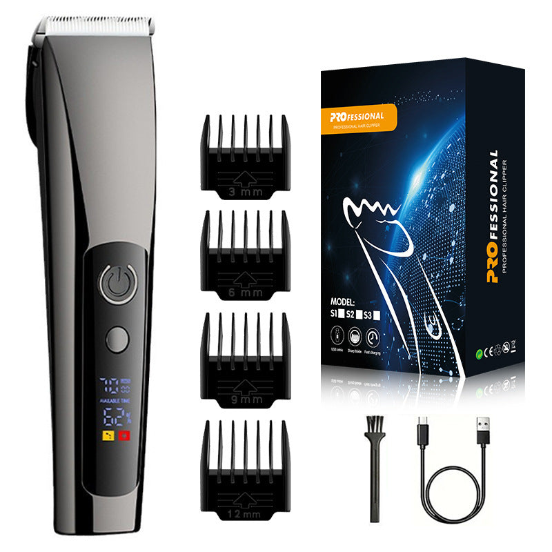 Hair Clipper | Professional | Rechargeable | LED Display | Precision Trimmer | Black