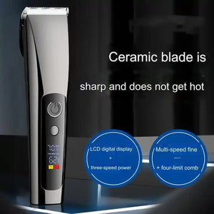 Hair Clipper | Professional | Rechargeable | LED Display | Precision Trimmer | Black