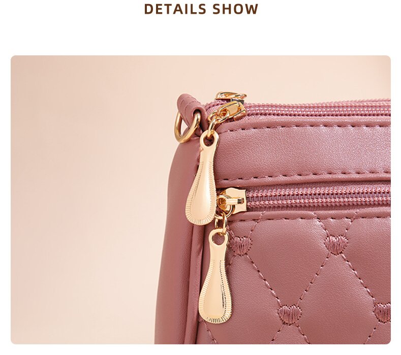 Red PU Leather Quilted Crossbody Bag for Women | Compact Multi-Compartment | Shoulder Purse