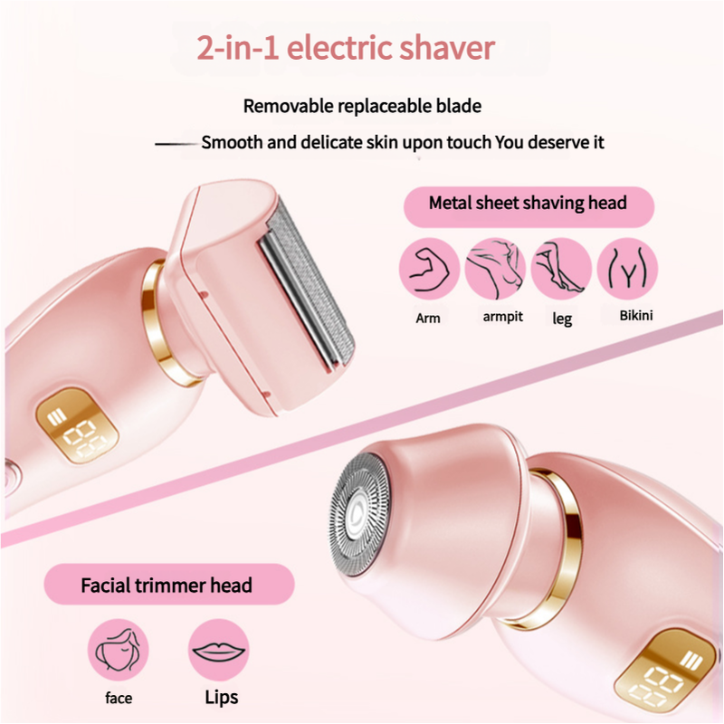 U34 Blue 2-in-1 Electric Razor for Women | Multifunctional Rechargeable Hair Removal Shaver
