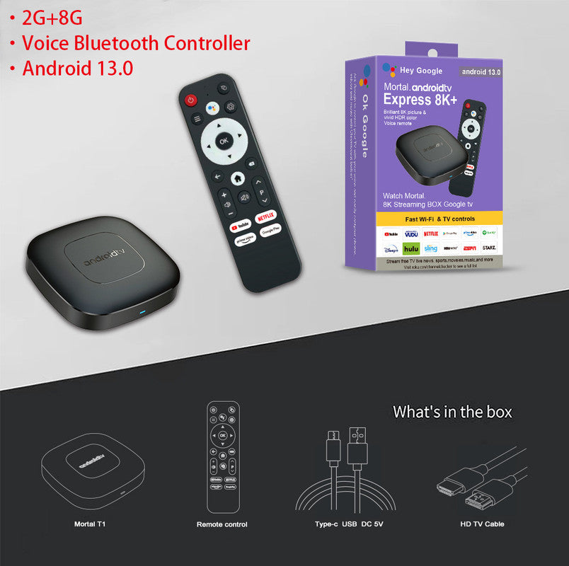 Android TV Express 8K+ Streaming Box | Ultra HD | Android 13.0 | Voice Bluetooth Controller (2G+8G)
