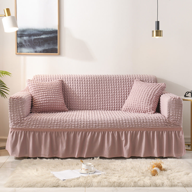 Elastic Sofa Cover | Pink | Stretchable Fabric | Fits 305-360cm | Elegant Furniture Protector