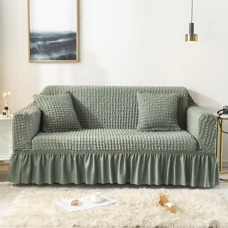 Elastic Sofa Cover | Green L Code | Stretchable Fabric | Fits 190-230cm | Classic Furniture Slipcover