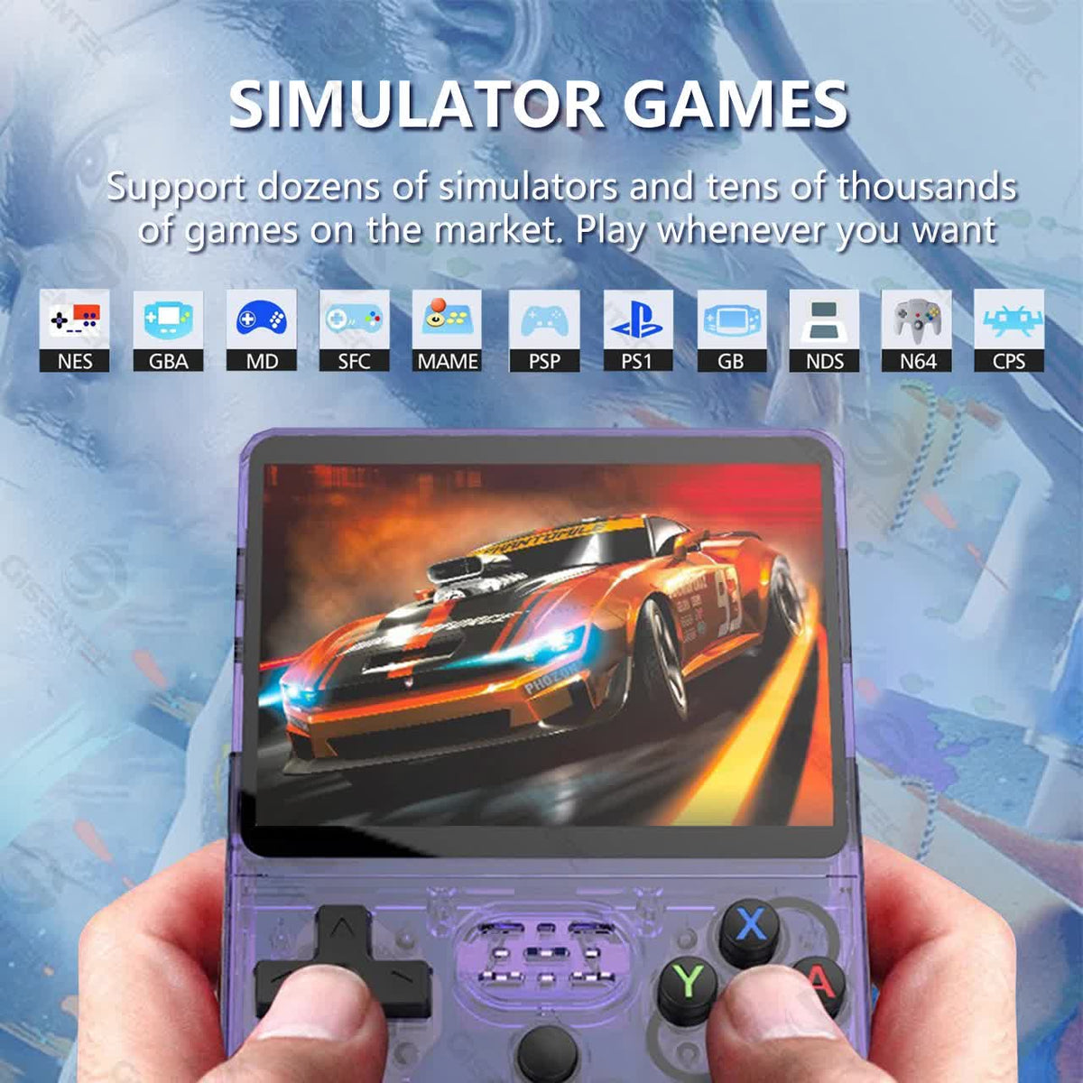 Blue Retro Portable Gaming Console | 128GB | 1 Memory Card | 3D Games | HD Display | Dual Joysticks