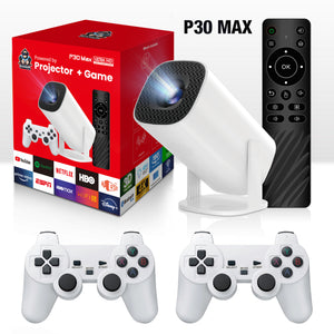 P30 Max 4K Ultra HD Projector | 3D Gaming | Includes 2 Wireless Controllers & Remote Control | Streaming Support