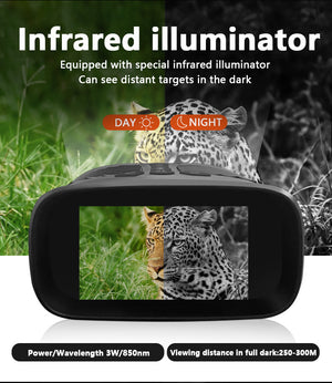 Digital Night Vision Binoculars | Green | 3.0" IPS Screen | 10X Optical Zoom | 2.5K Video Recording | Infrared for 300m Range