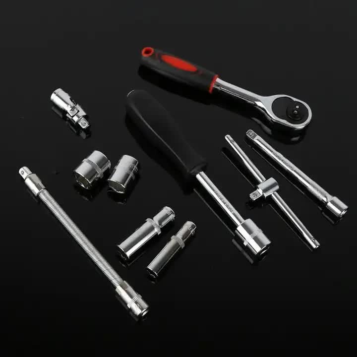 82-Piece Professional Automotive Repair Tool Set | 1/2 & 1/4 Drive Ratchets | Sockets & Wrenches | Engine, Tire & Spark Plug Maintenance