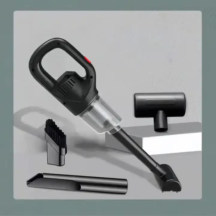 Black Portable Cordless Vacuum Cleaner | 120W | 10KPa Suction | 2000mAh Battery | Lightweight with Soft Brush Attachment