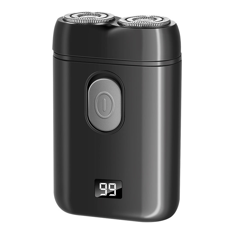 Black Portable Electric Shaver | Dual Blade | USB Rechargeable | LED Display for Battery Life