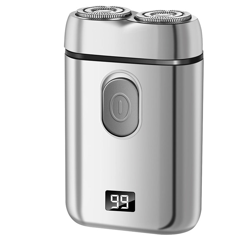 Gray Portable Electric Shaver | Dual Blade | USB Rechargeable | LED Display for Battery Life