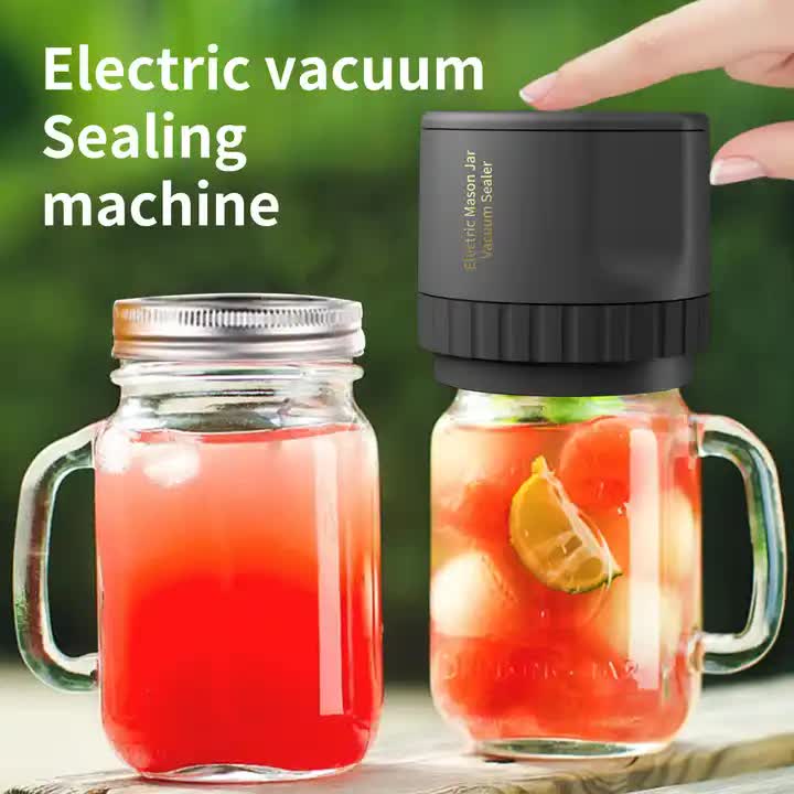 Portable Vacuum Sealer for Mason Jars, Regular Model KZ-80 (60 Sec Stop or Manual Stop) | Black Electric Food Preservation Machine with LED Display