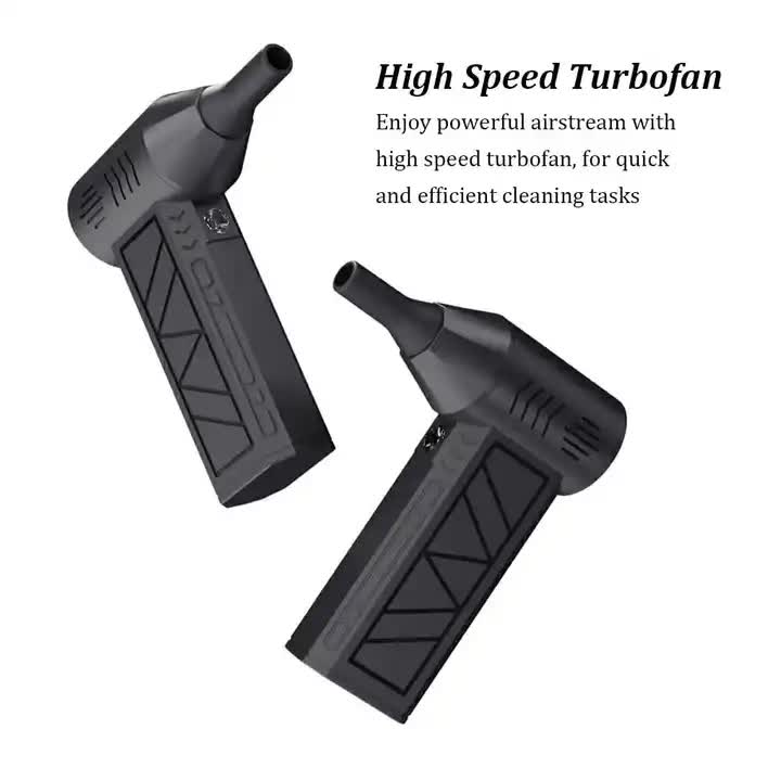 Black High-Speed Mini Turbo Fan | Handheld 130,000 RPM Brushless Blower for Camping & Dust Cleaning