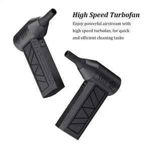 Black High-Speed Mini Turbo Fan | Handheld 130,000 RPM Brushless Blower for Camping & Dust Cleaning