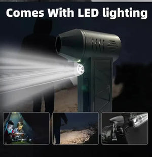Black High-Speed Mini Turbo Fan | Handheld 130,000 RPM Brushless Blower for Camping & Dust Cleaning