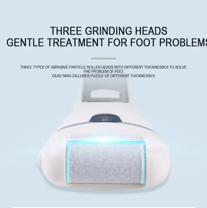 White Rechargeable Electric Foot File Callus Remover | LED Display | USB Charging