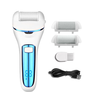 Blue Rechargeable Electric Foot File Callus Remover | LED Display | USB Charging