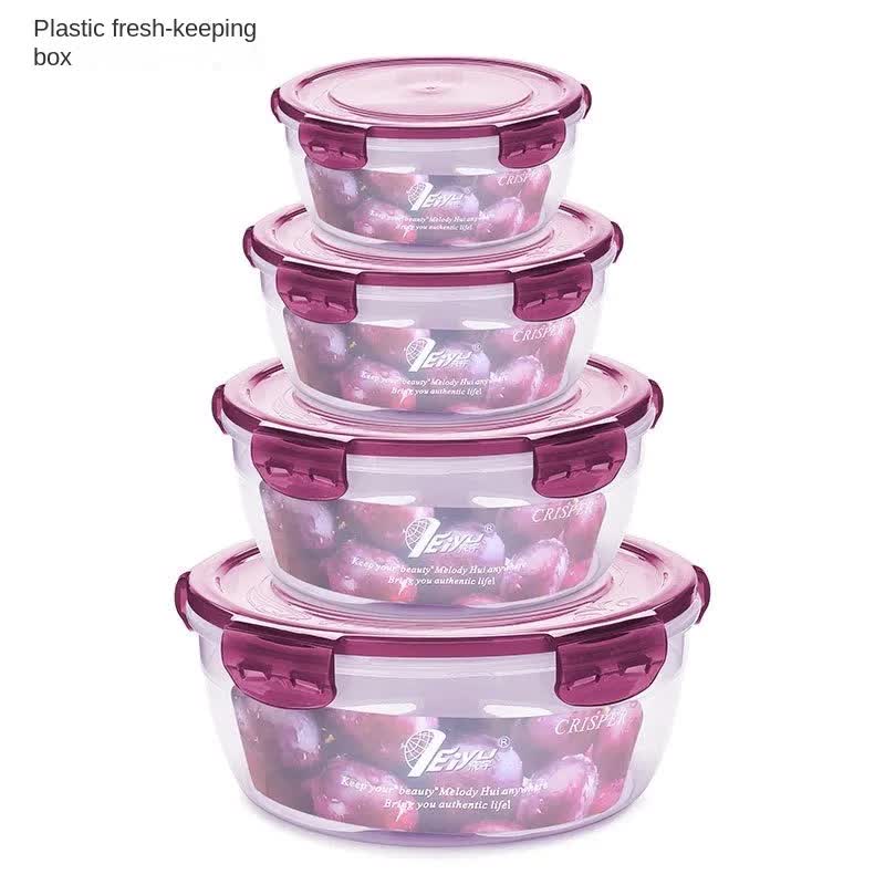 Purple Round Plastic Food Storage Containers Set | Microwave-Safe Bento Boxes with Airtight Lids for Kitchen & Fridge