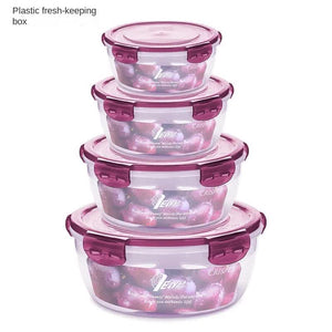 Purple Round Plastic Food Storage Containers Set | Microwave-Safe Bento Boxes with Airtight Lids for Kitchen & Fridge