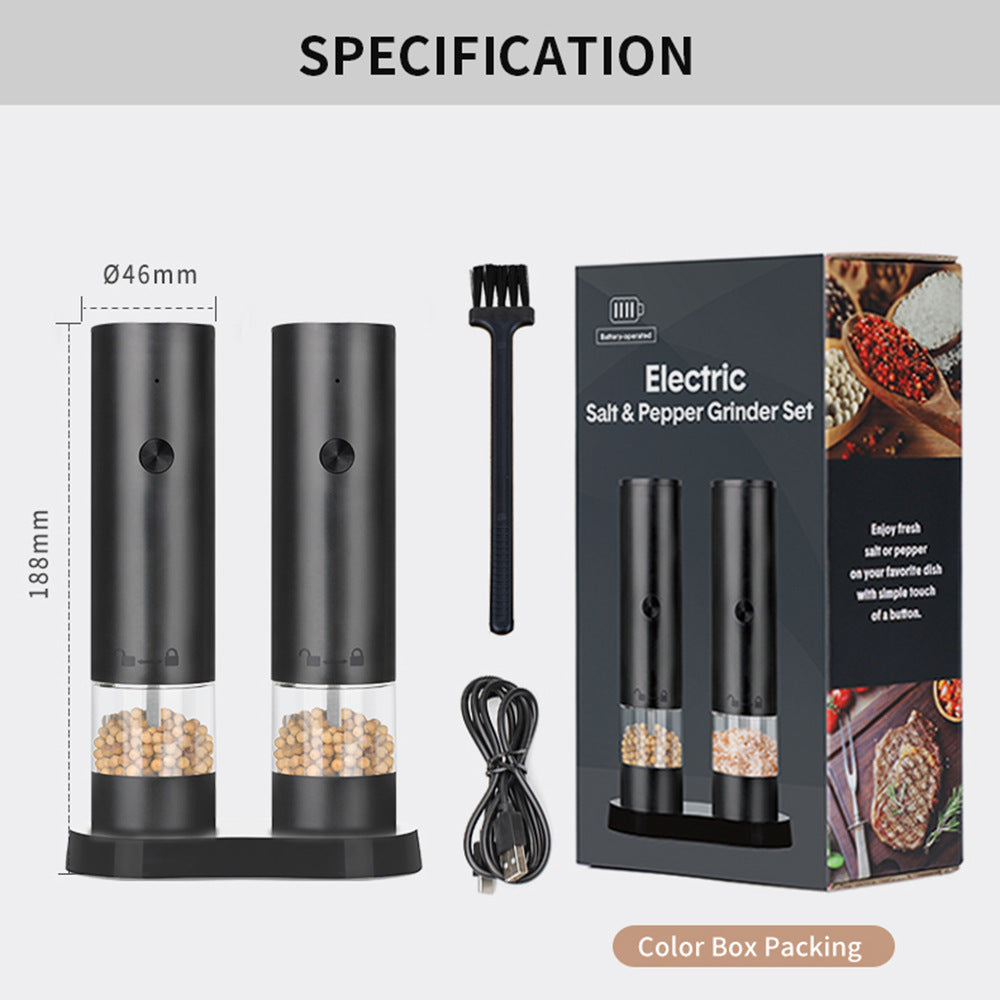 Rechargeable Electric Salt and Pepper Grinder Set | Adjustable Ceramic Grinding Core with USB Charging