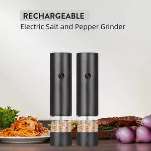 Rechargeable Electric Salt and Pepper Grinder Set | Adjustable Ceramic Grinding Core with USB Charging