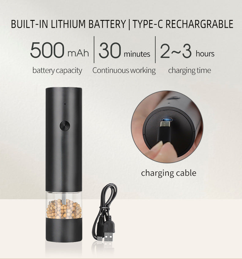 Rechargeable Electric Salt and Pepper Grinder Set | Adjustable Ceramic Grinding Core with USB Charging