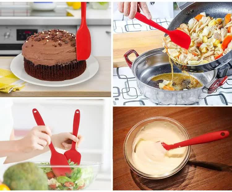 6-Piece Silicone Kitchen Utensil Set | Heat-Resistant Baking Tools with Spatulas, Spoon, and Brush (Green) (2 Set/12PCS)