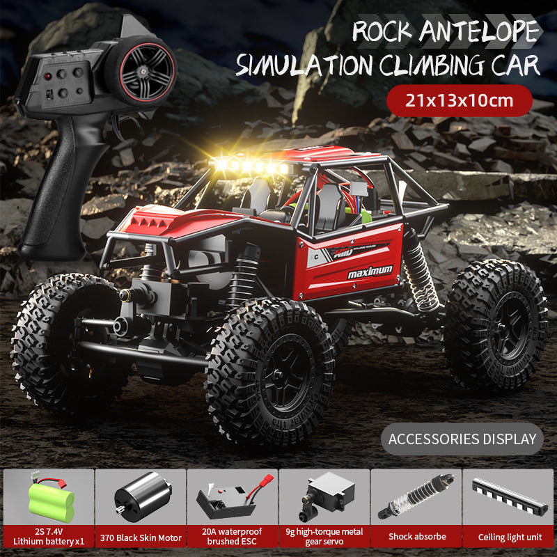 Rock Antelope RC Car | 2.4GHz Simulation Off-Road Climbing Vehicle | Rechargeable Battery | Red