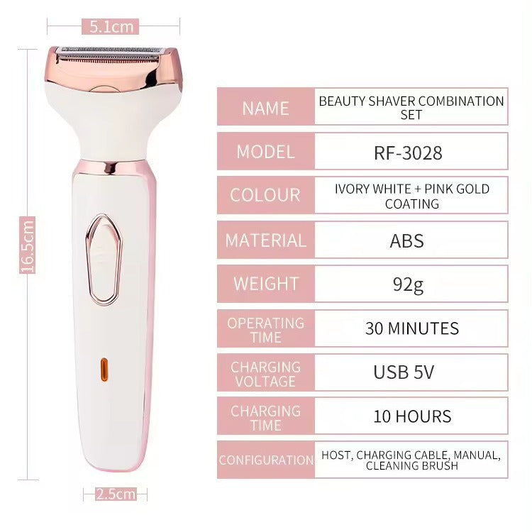 Women's 4-in-1 Electric Hair Removal Razor for Sensitive Areas | Underarm, Bikini Line & Body Grooming | (3028 White)