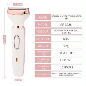Women's 4-in-1 Electric Hair Removal Razor for Sensitive Areas | Underarm, Bikini Line & Body Grooming | (3028 White)