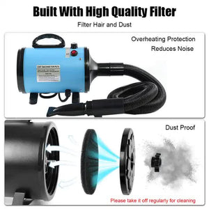 Pet Hair Dryer with Multiple Nozzles | Powerful & Quiet | Dogs & Cats | Pink