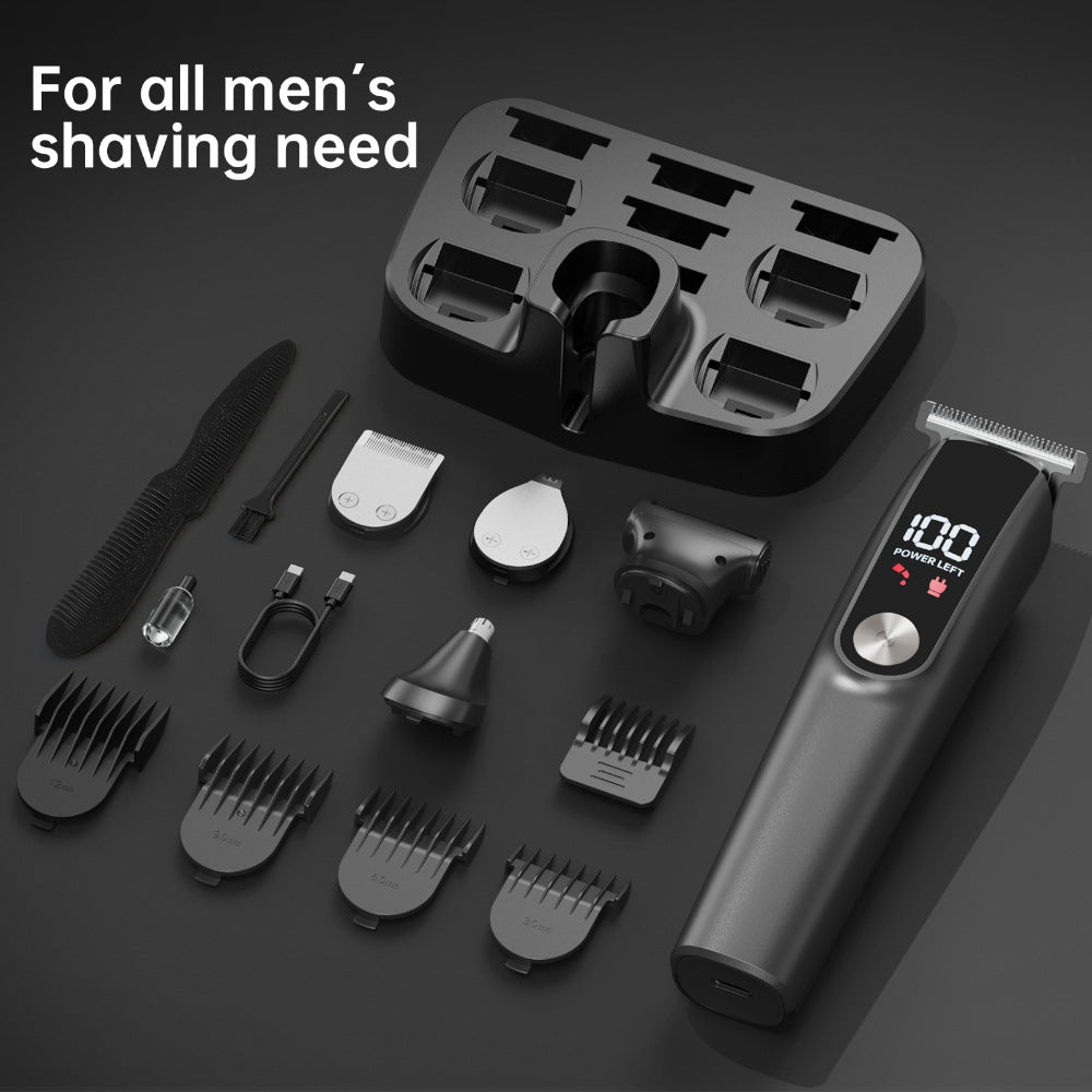 Gray Multifunctional Rechargeable Hair Clipper Set | Waterproof Electric Hair Trimmer