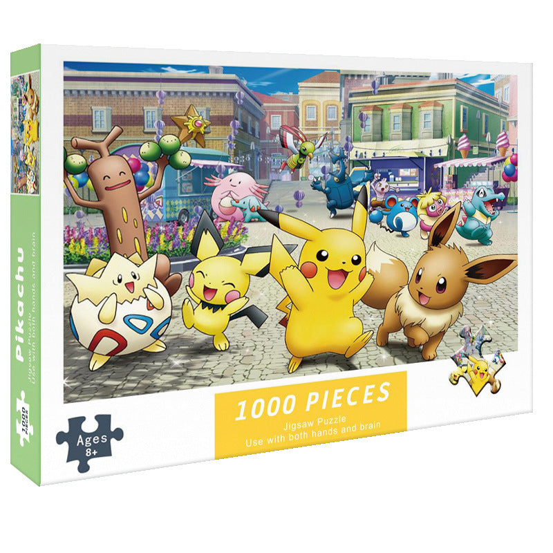 (2 PCS) 1000-Piece Pikachu Jigsaw Puzzle | High Difficulty | Stress-Relief Toy | Iconic Character Puzzle